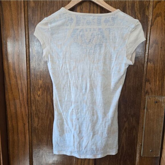 Tahari Burn Out V Neck T Shirt Semi Sheer Paisley XSMALL - Picture 4 of 8